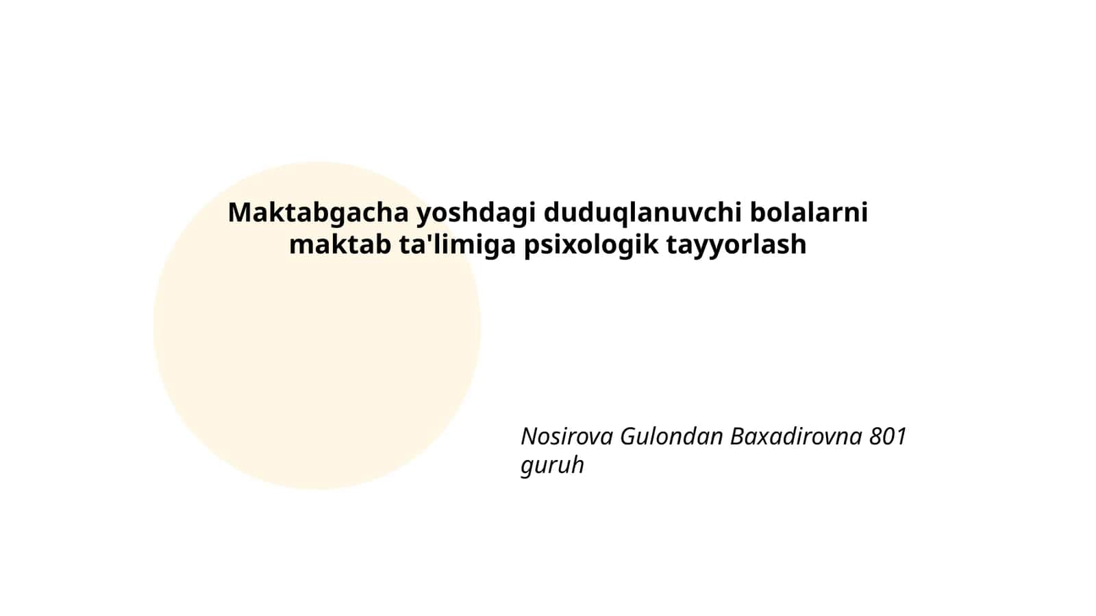 Maktabgacha yoshdagi duduqlanuvchi bolalarni maktab ta'limiga psixologik tayyorlash 1