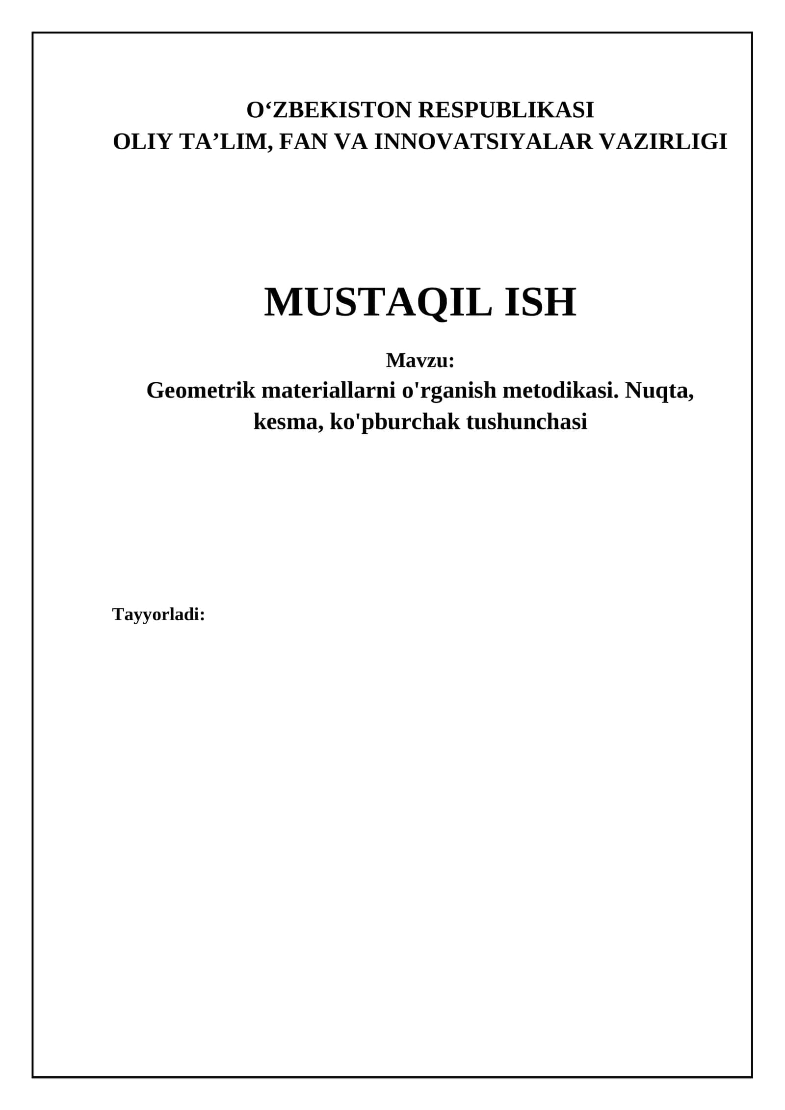 Geometrik materiallarni o'rganish metodlari 1