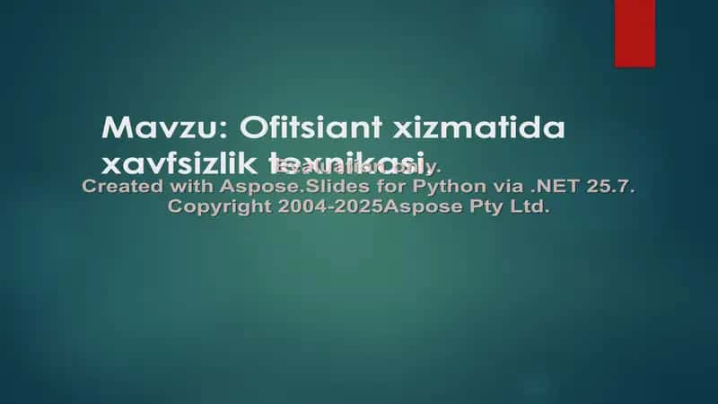 Ofitsiant xizmatida xavfsizlik texnikasi 1