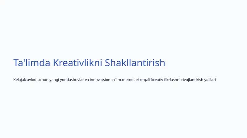 Kreativlikni Shakllantirish Ta'limi 1