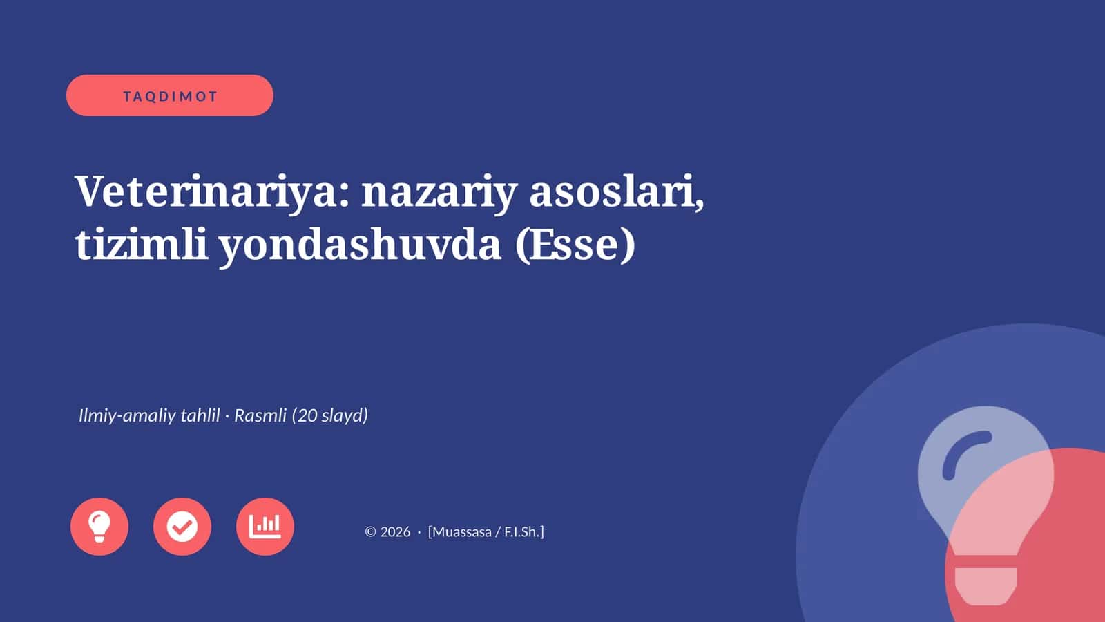 Veterinariya: nazariy asoslari, tizimli yondashuvda (Esse) 1