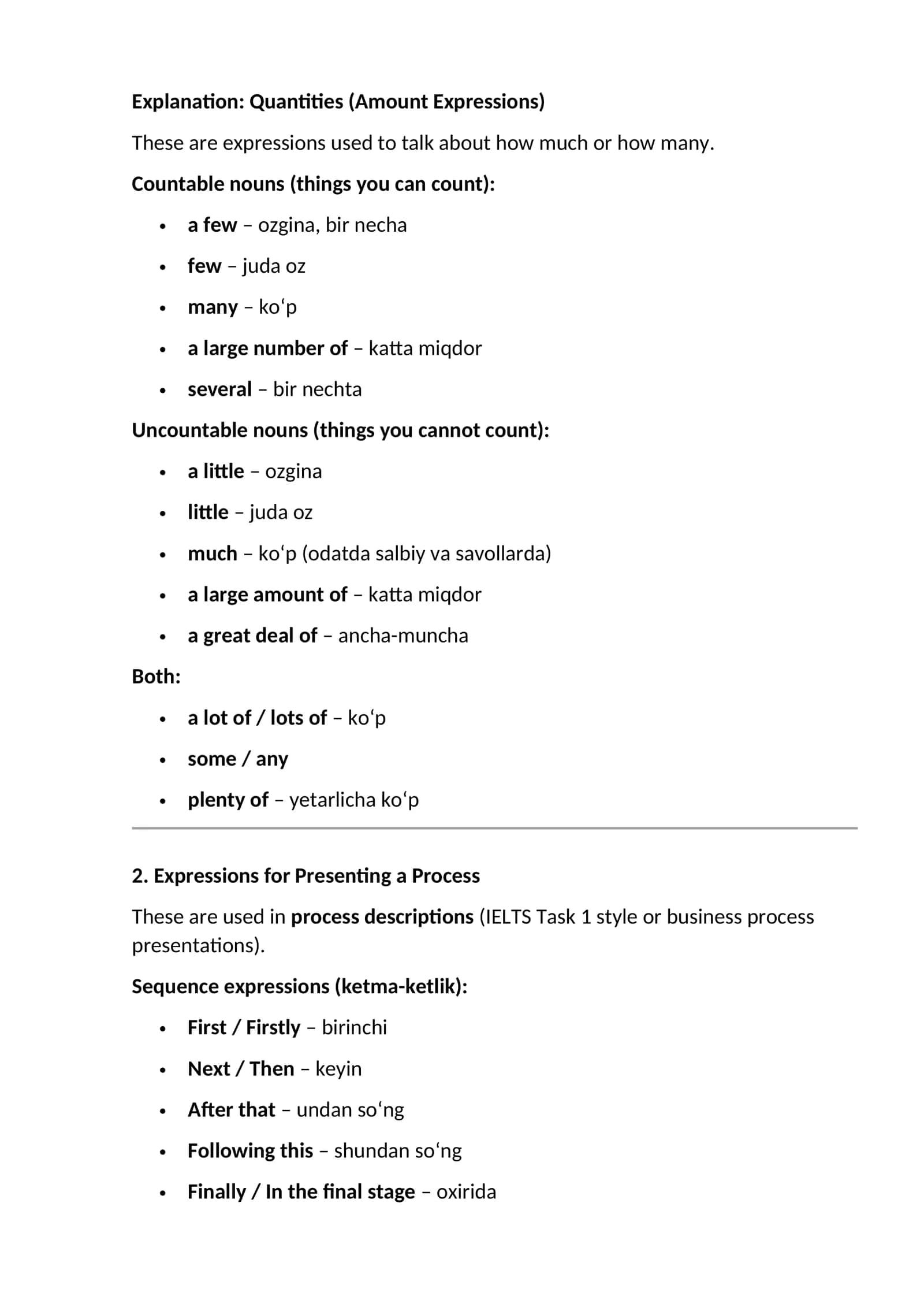 Explanation: Quantities (Amount Expressions) 1