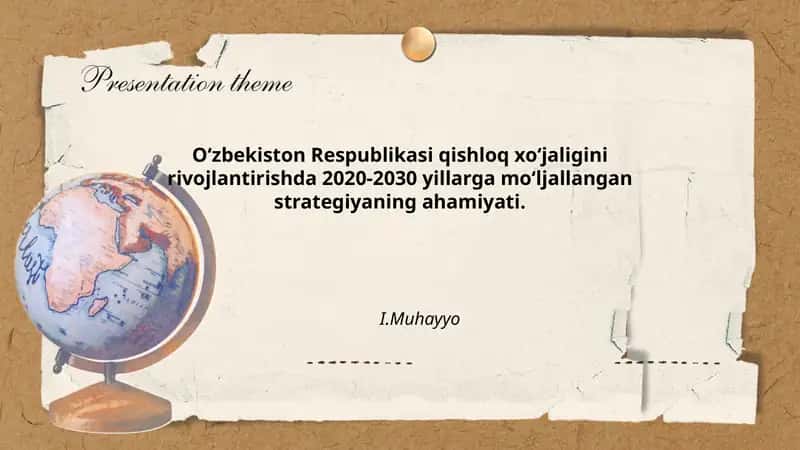 Oʻzbekiston Respublikasi qishloq xoʻjaligini rivojlantirishda 2020-2030 yillarga moʻljallangan strategiya 1