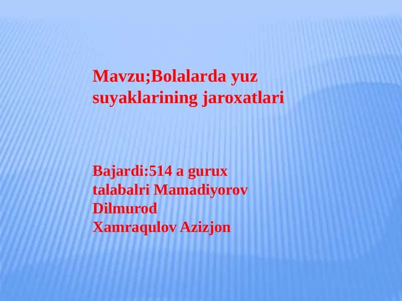 Bolalarda yuz suyaklarining jaroxatlari 1