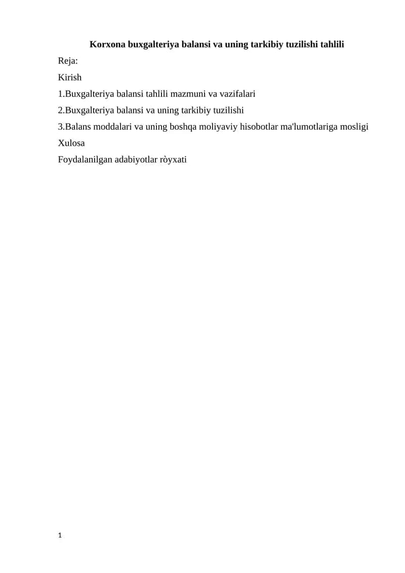 Buxgalteriya Balansi va Uning Tarkibiy Tuzilishi Tahlili 1