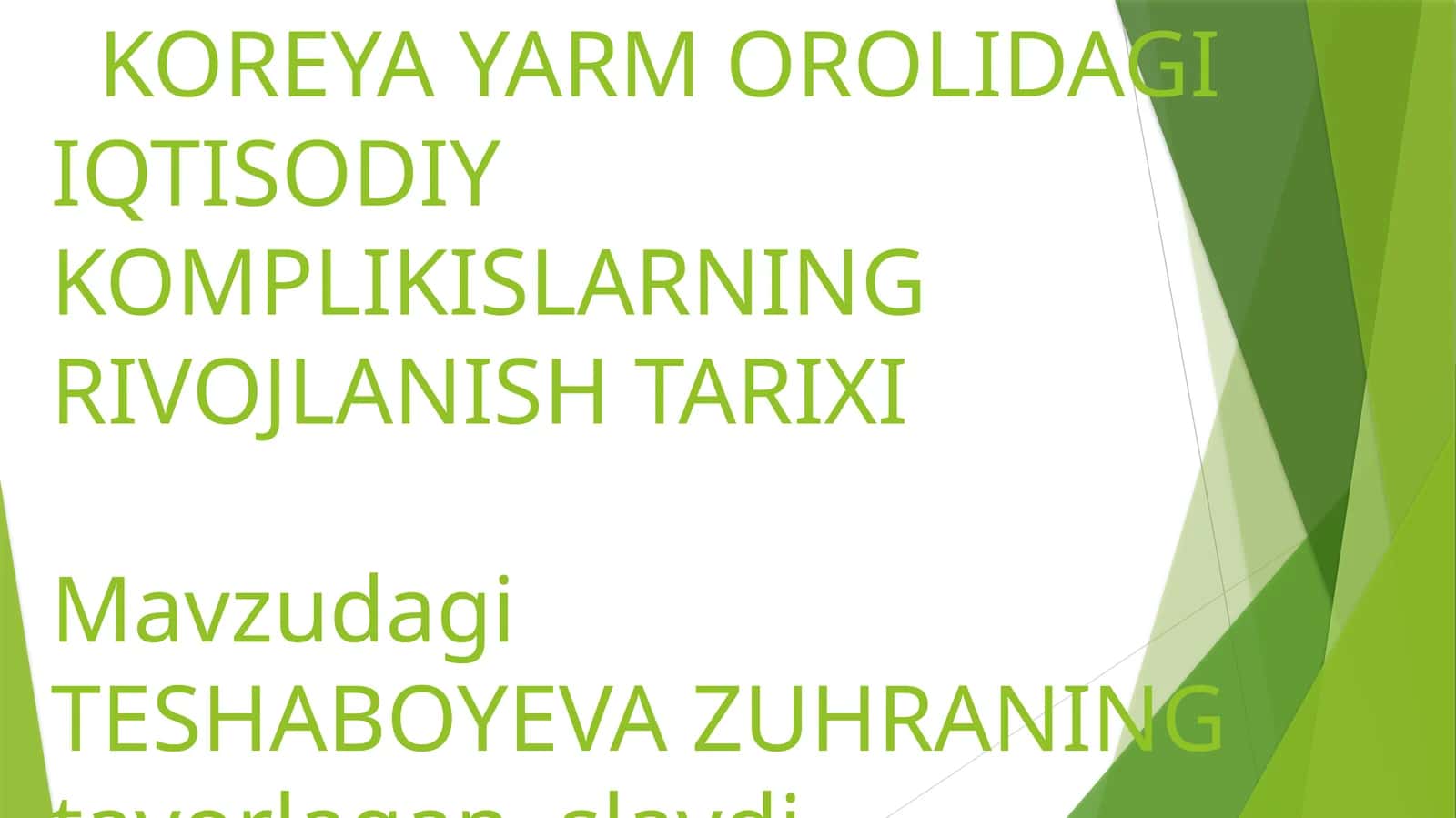 KOREYA YARM OROLIDAGI IQTISODIY KOMPLIKISLARNING RIVOJLANISH TARIXI 1