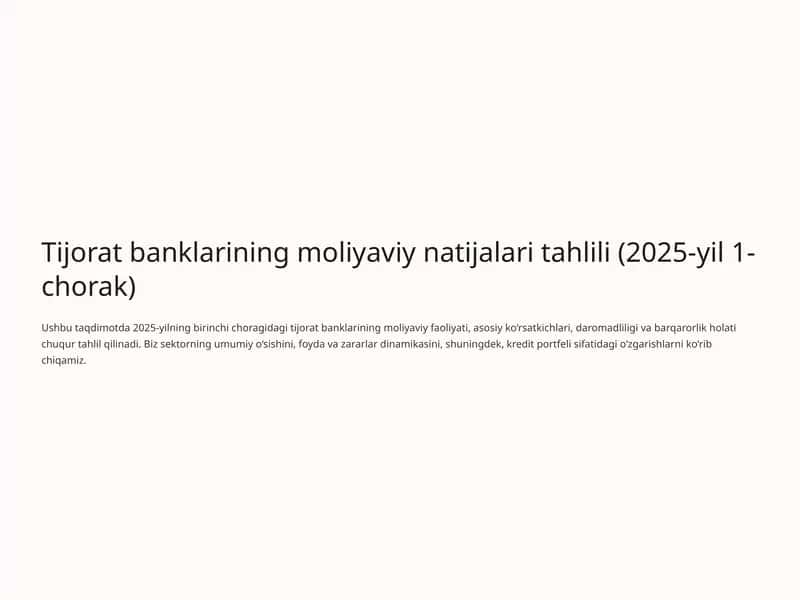 Tijorat banklarining moliyaviy natijalari tahlili 1