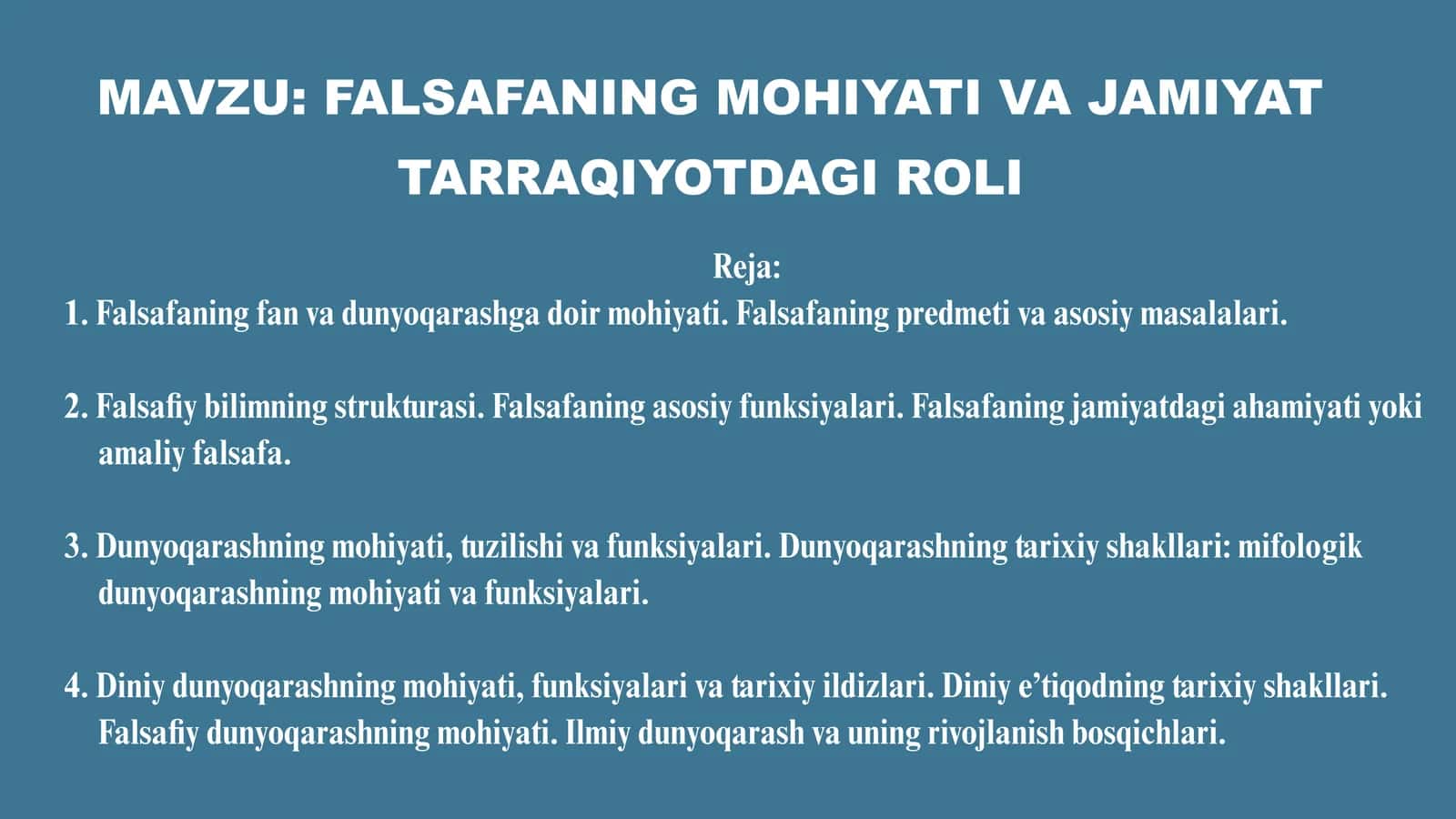 FALSAFANING MOHIYATI VA JAMIYAT TARRAQIYOTDAGI ROLI 1