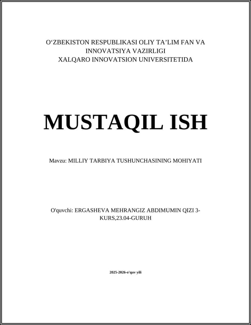 MILLIY TARBIYA TUSHUNCHASINING MOHIYATI 1