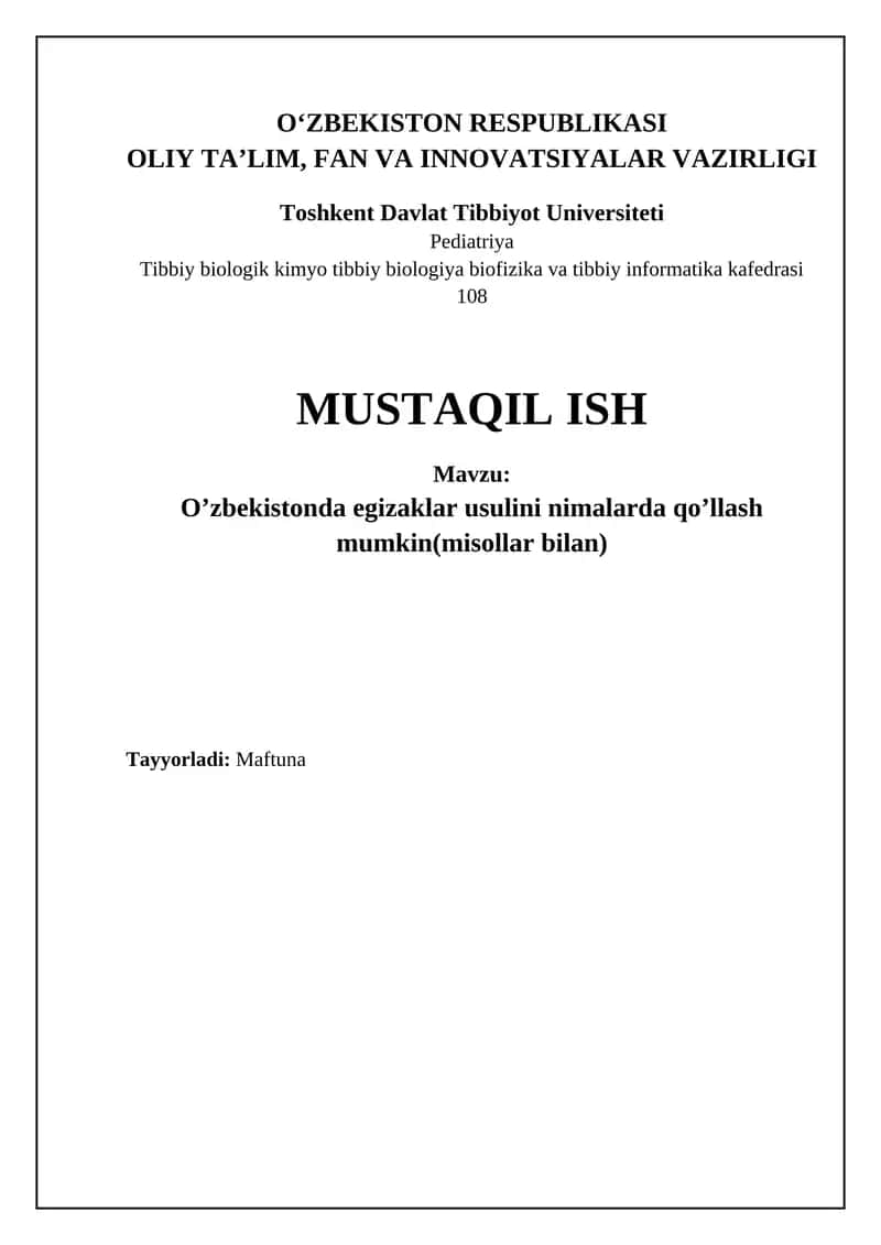 O'zbekistonda egizaklar usulini nimalarda qo'llash mumkin 1
