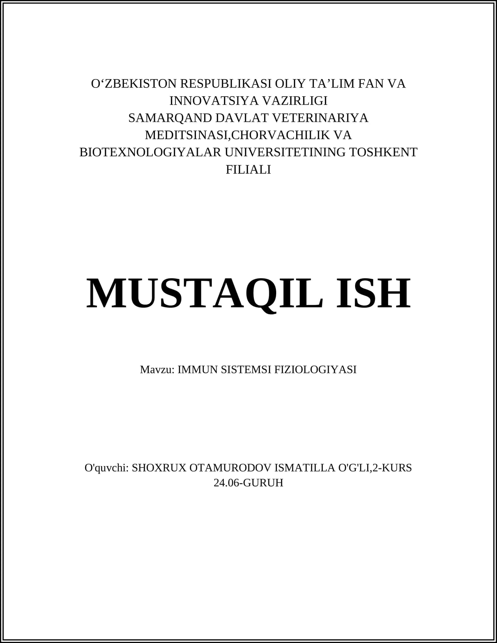 IMMUN SISTEMSI FIZIOLOGIYASI 1