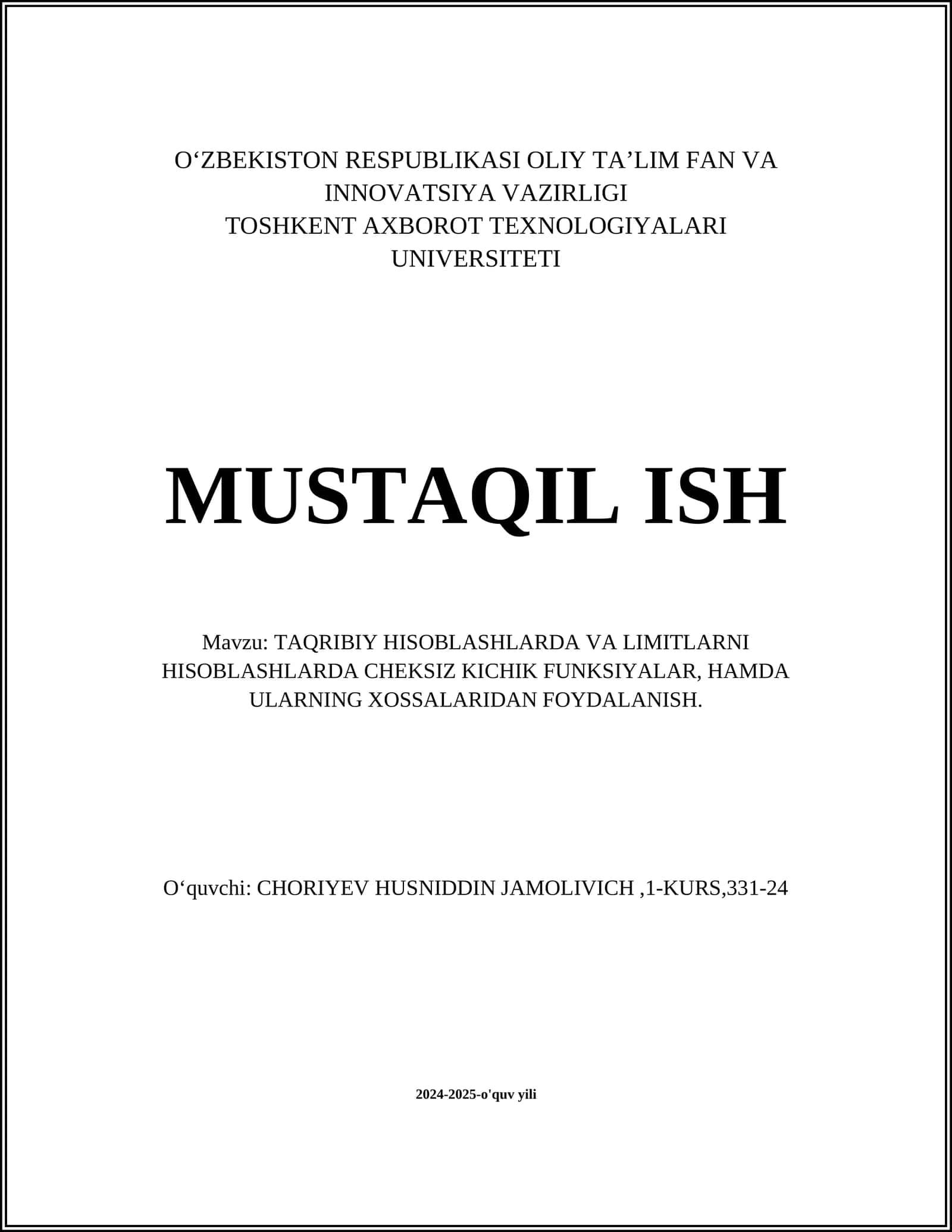 Cheksiz kichik funksiyalar 1