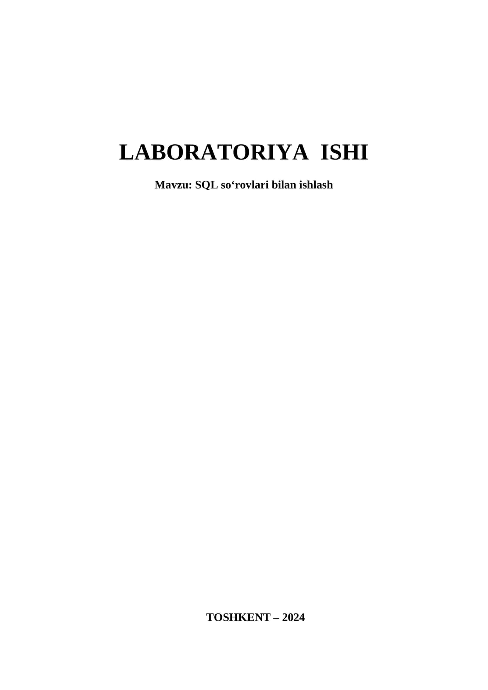 SQL so‘rovlari bilan ishlash 1