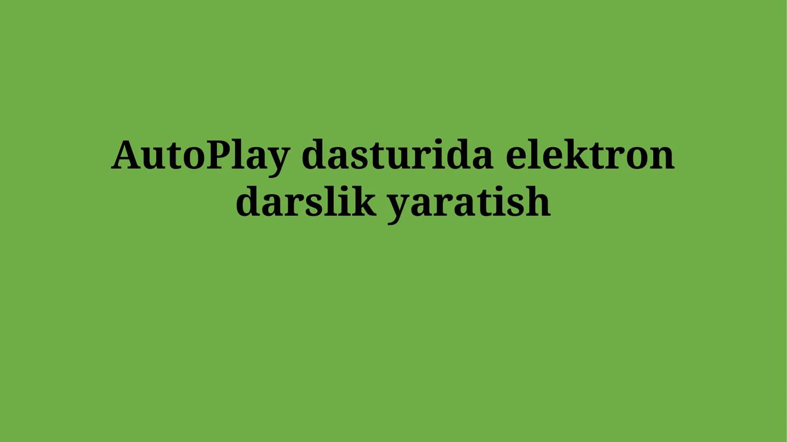 Elektron Darslik Yaratish 1