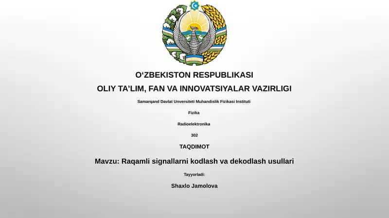 Raqamli signallarni kodlash va dekodlash usullari 1