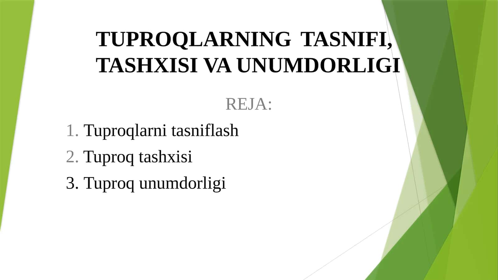 TUPROQLARNING TASNIFI,TASHXISI VA UNUMDORLIGI 1