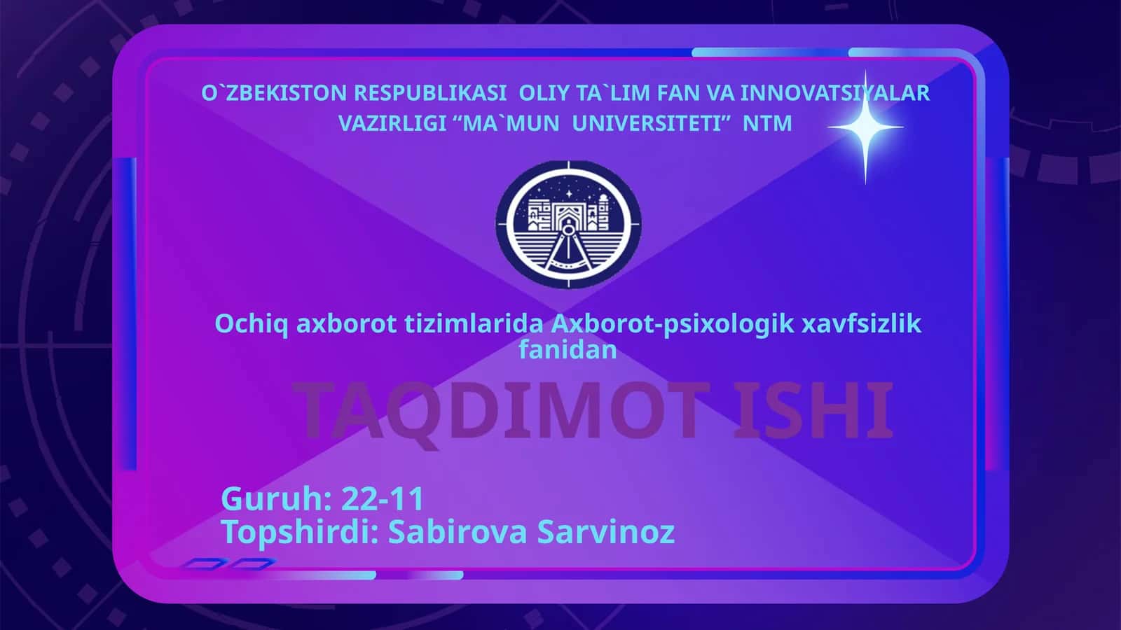Axborot - psixologik tushunchasi ma’naviy - axloqiy mezon sifatida 1