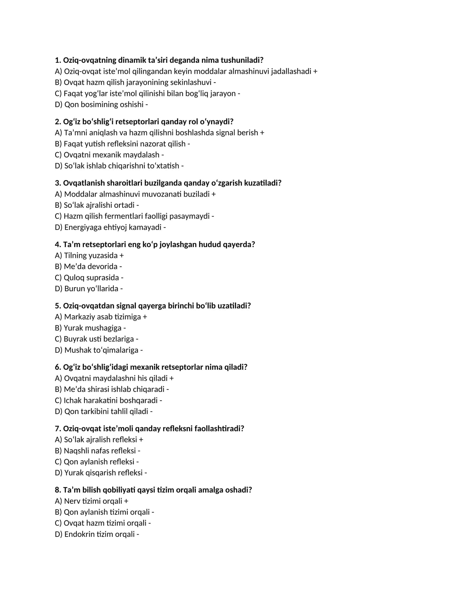 Oziq-ovqatning dinamik ta’siri 1