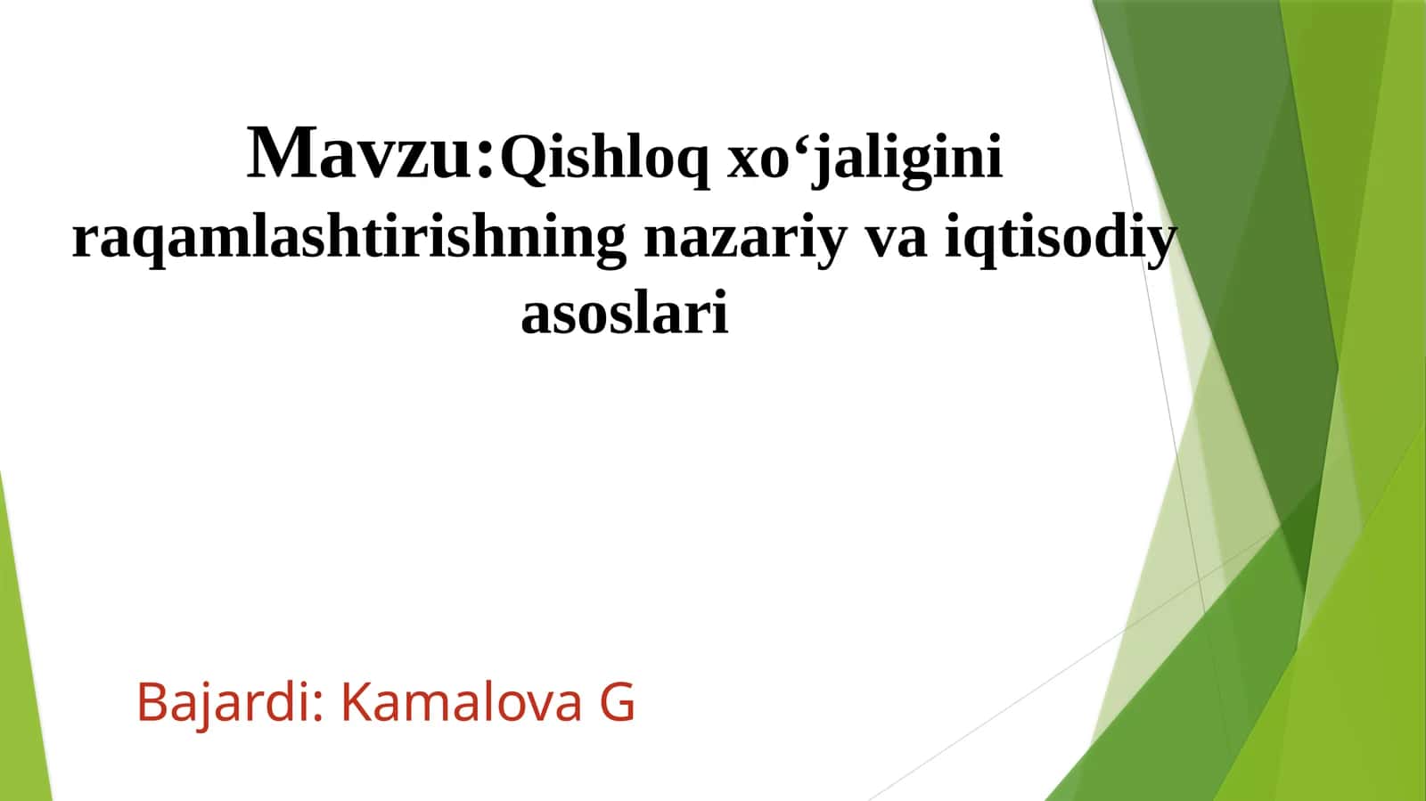 Qishloq xo‘jaligini raqamlashtirishning nazariy va iqtisodiy asoslari 1