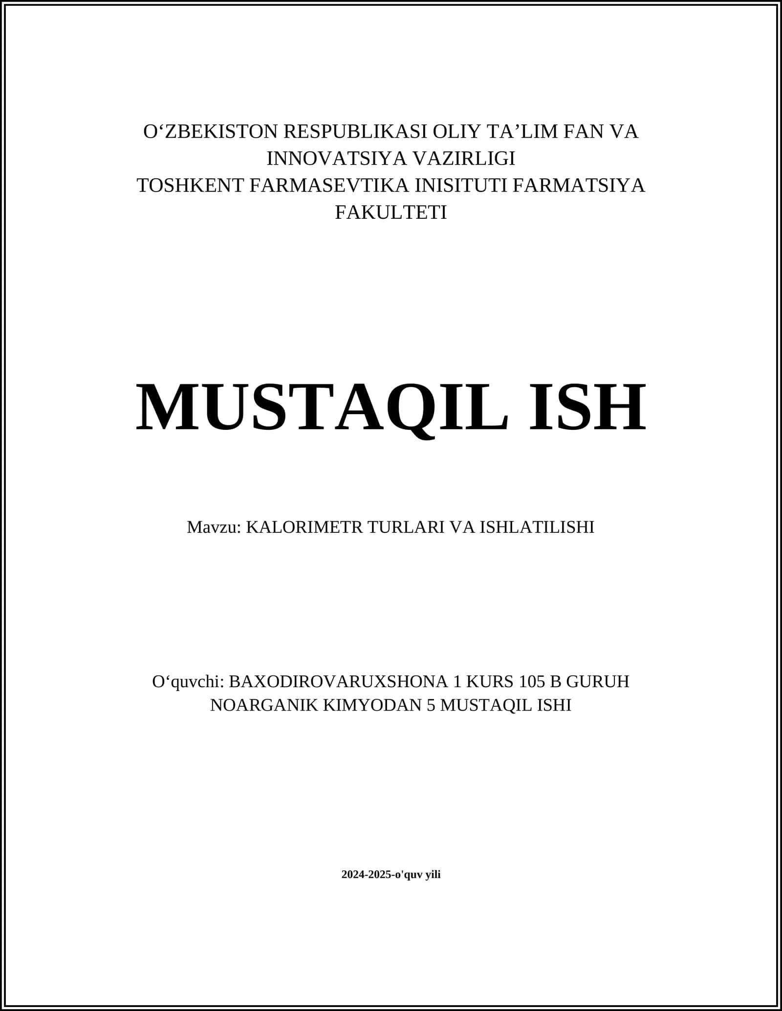 KALORIMETR TURLARI VA ISHLATILISHI 1