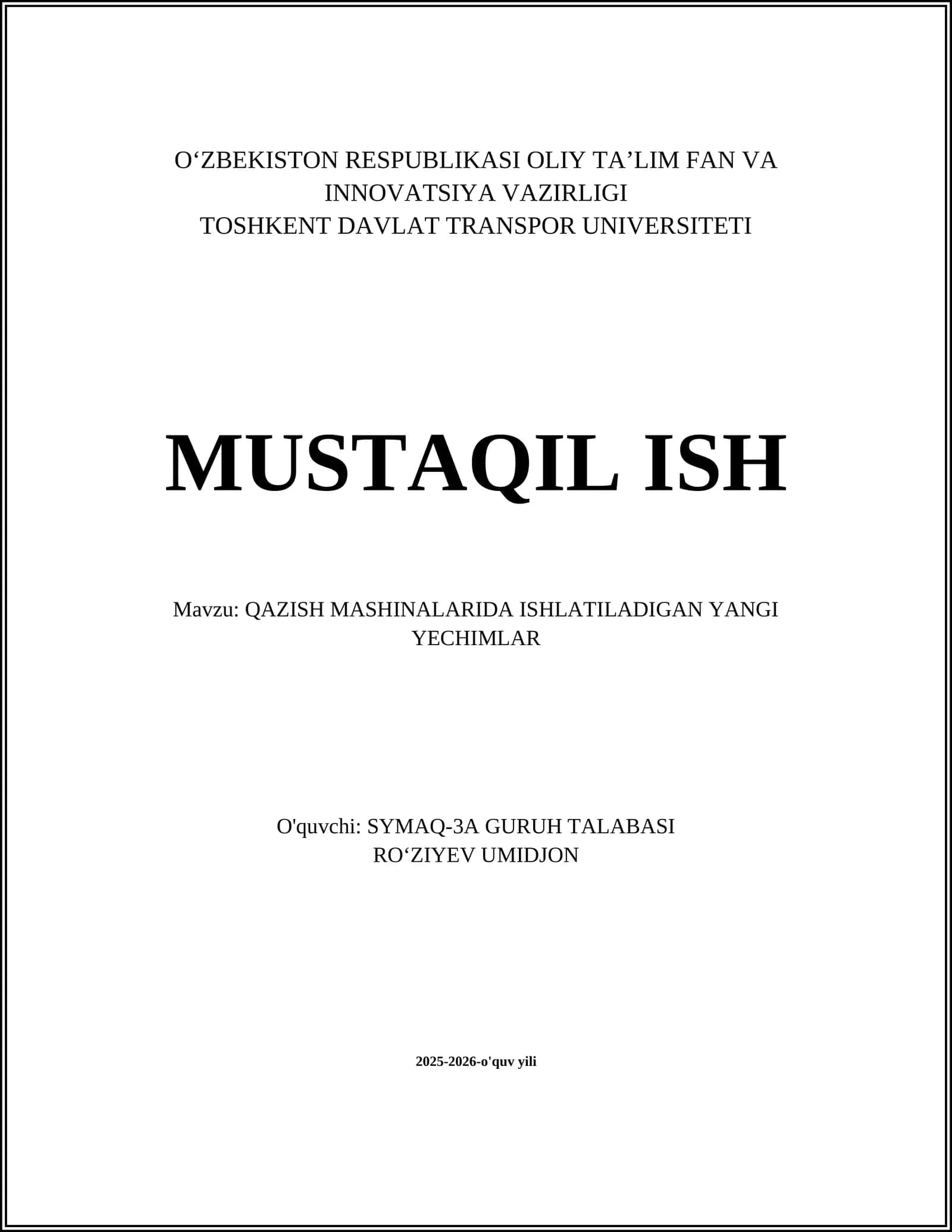 QAZISH MASHINALARIDA ISHLATILADIGAN YANGI YECHIMLAR 1
