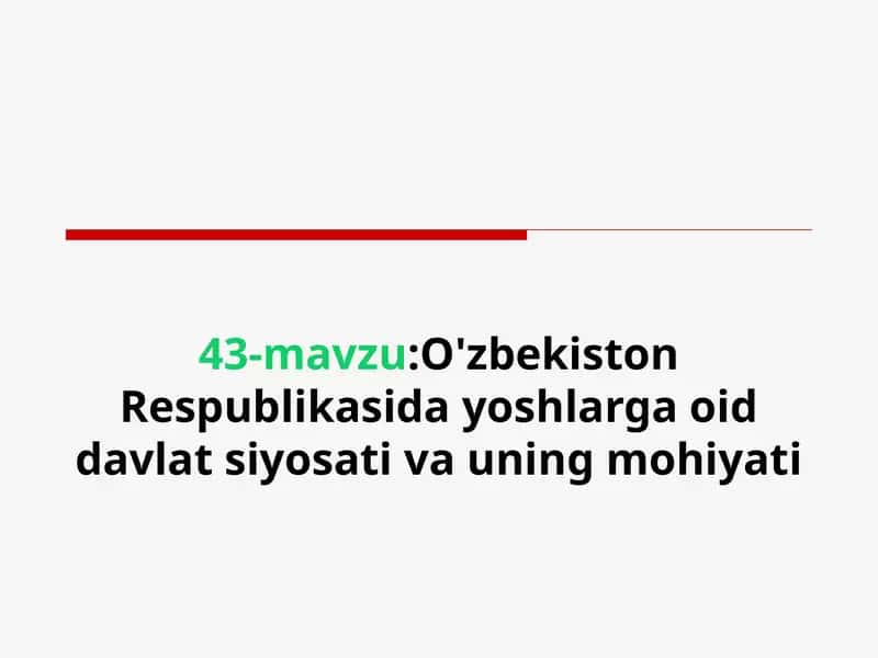 O'zbekiston Respublikasida yoshlarga oid davlat siyosati va uning mohiyati 1