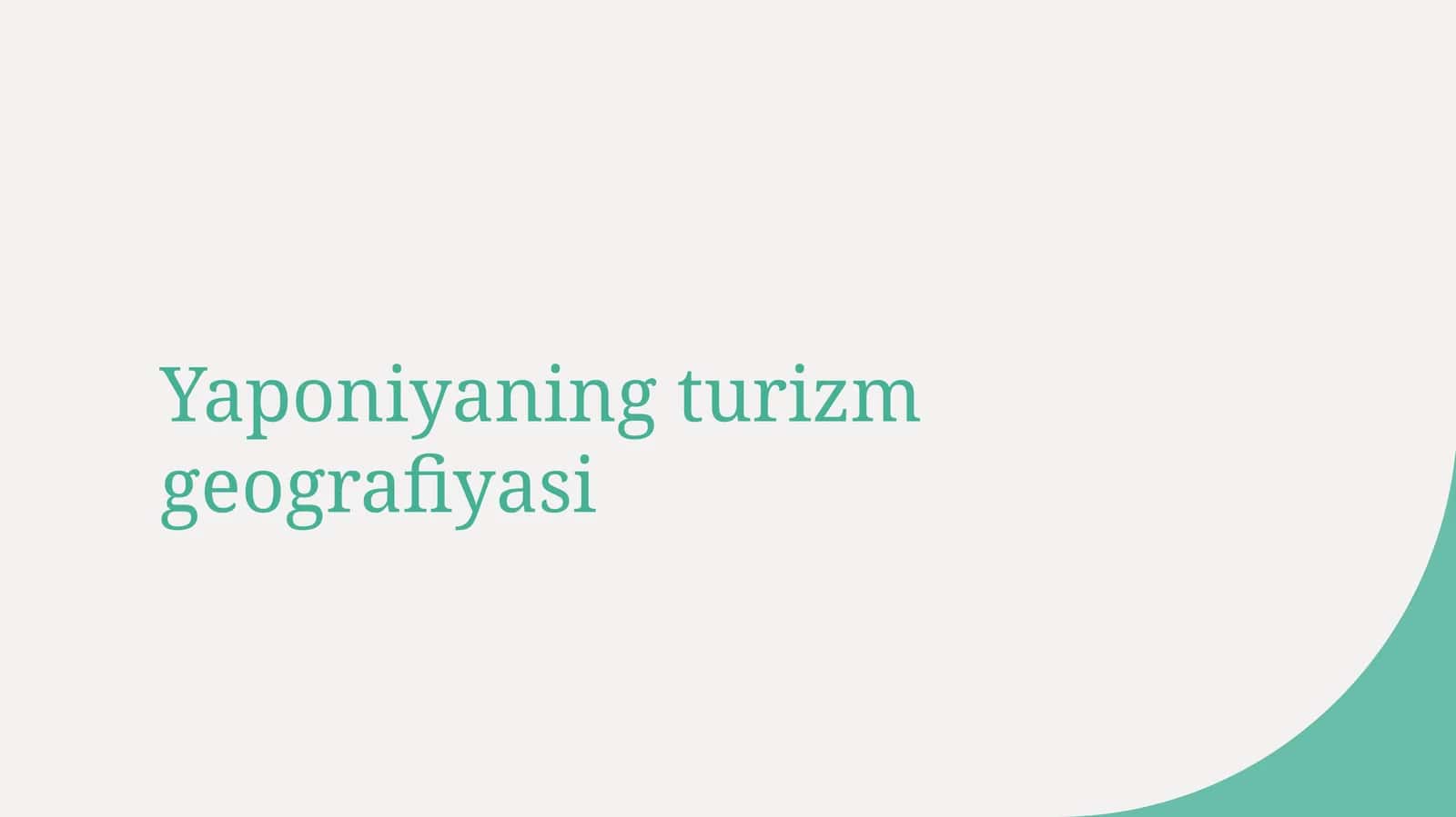 Yaponiyaning turizm geografiyasi 1