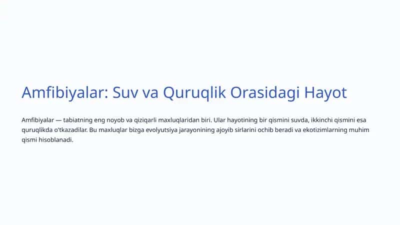 Amfibiyalar: Suv va Quruqlik Orasidagi Hayot 1