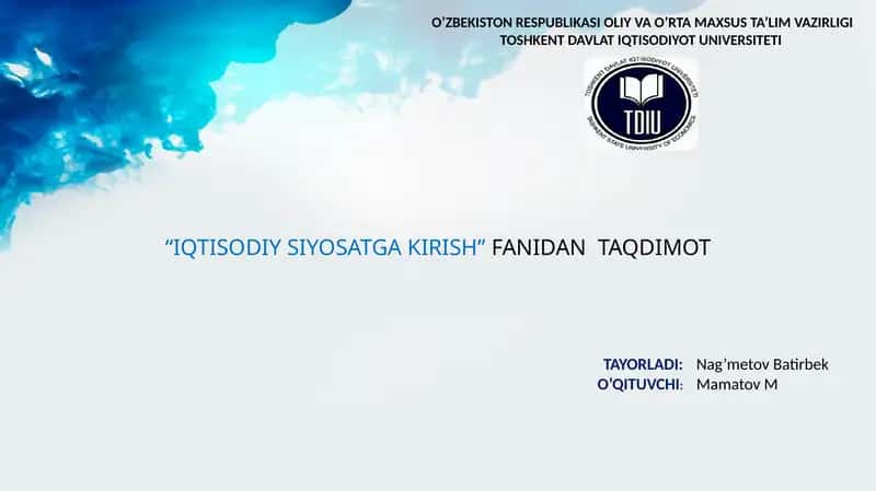 IQTISODIY SIYOSATGA KIRISH 1