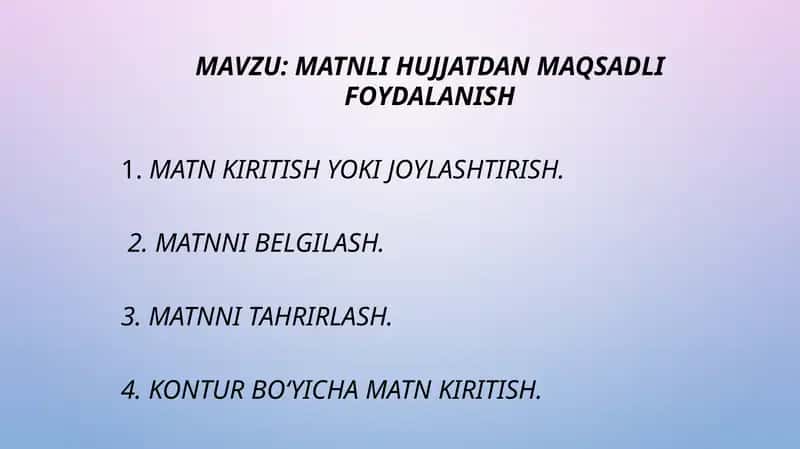 MATNLI HUJJATDAN MAQSADLI FOYDALANISH 1