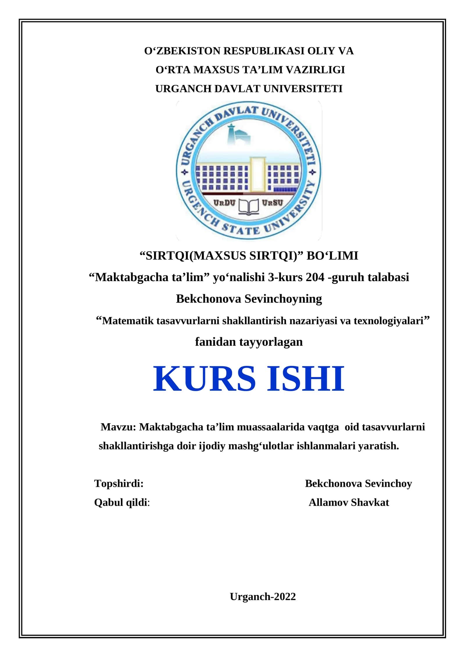 Matematik tasavvurlarni shakllantirish nazariyasi va texnologiyalari 1
