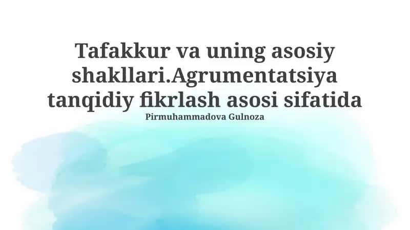 Tafakkur va uning asosiy shakllari 1