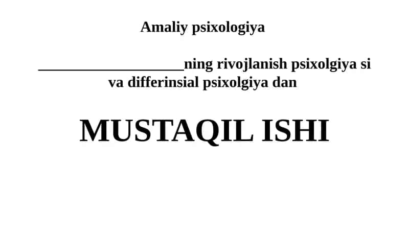 Psixik Taraqqiyotning Asosiy Bosqichlari 1
