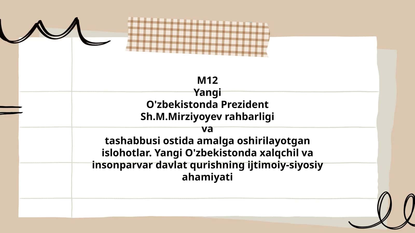 Yangi O'zbekistonda Prezident Sh.M.Mirziyoyev rahbarligi 1
