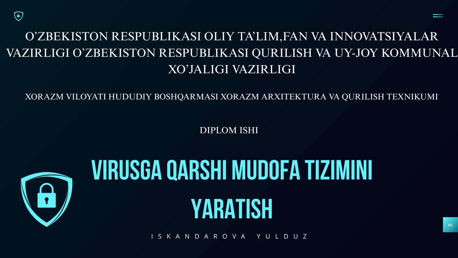 VIRUSGA QARSHI MUDOFA TIZIMINI YARATISH 1