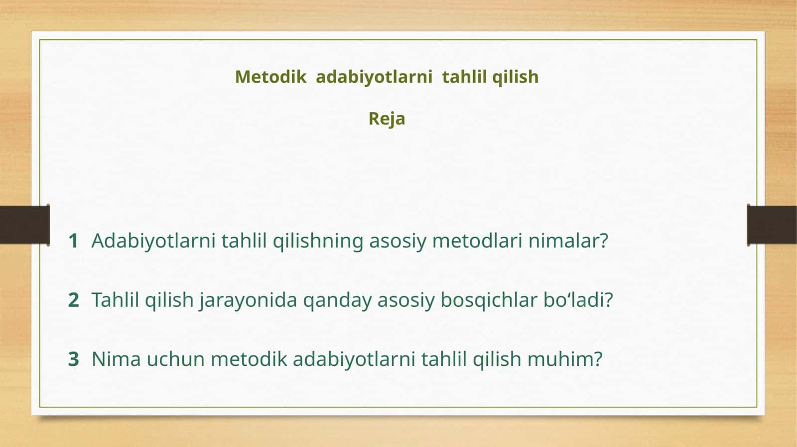 Metodik adabiyotlarni tahlil qilish 1