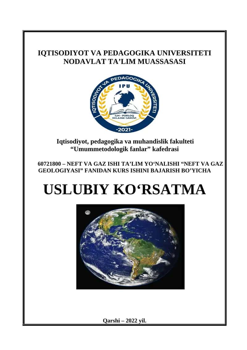 Neft va Gaz Geologiyasi Kurs Ishi 1