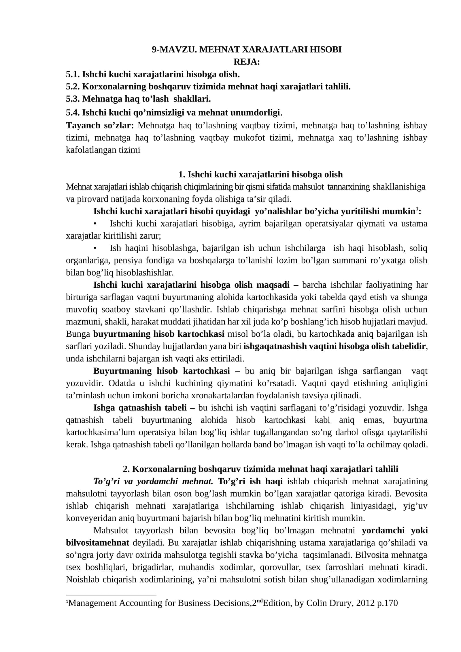 MEHNAT XARAJATLARI HISOBI 1