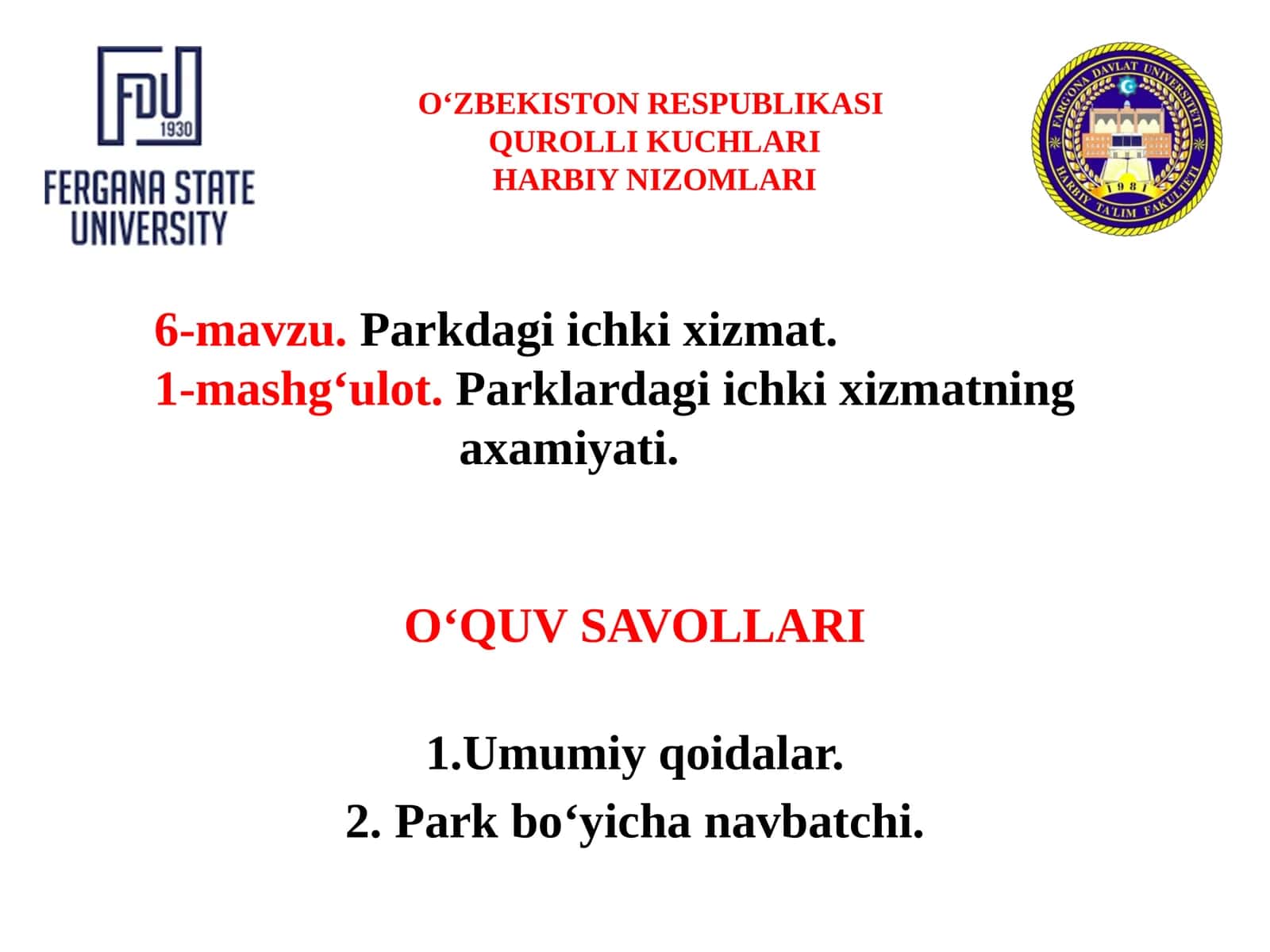 Parkdagi ichki xizmatning axamiyati 1