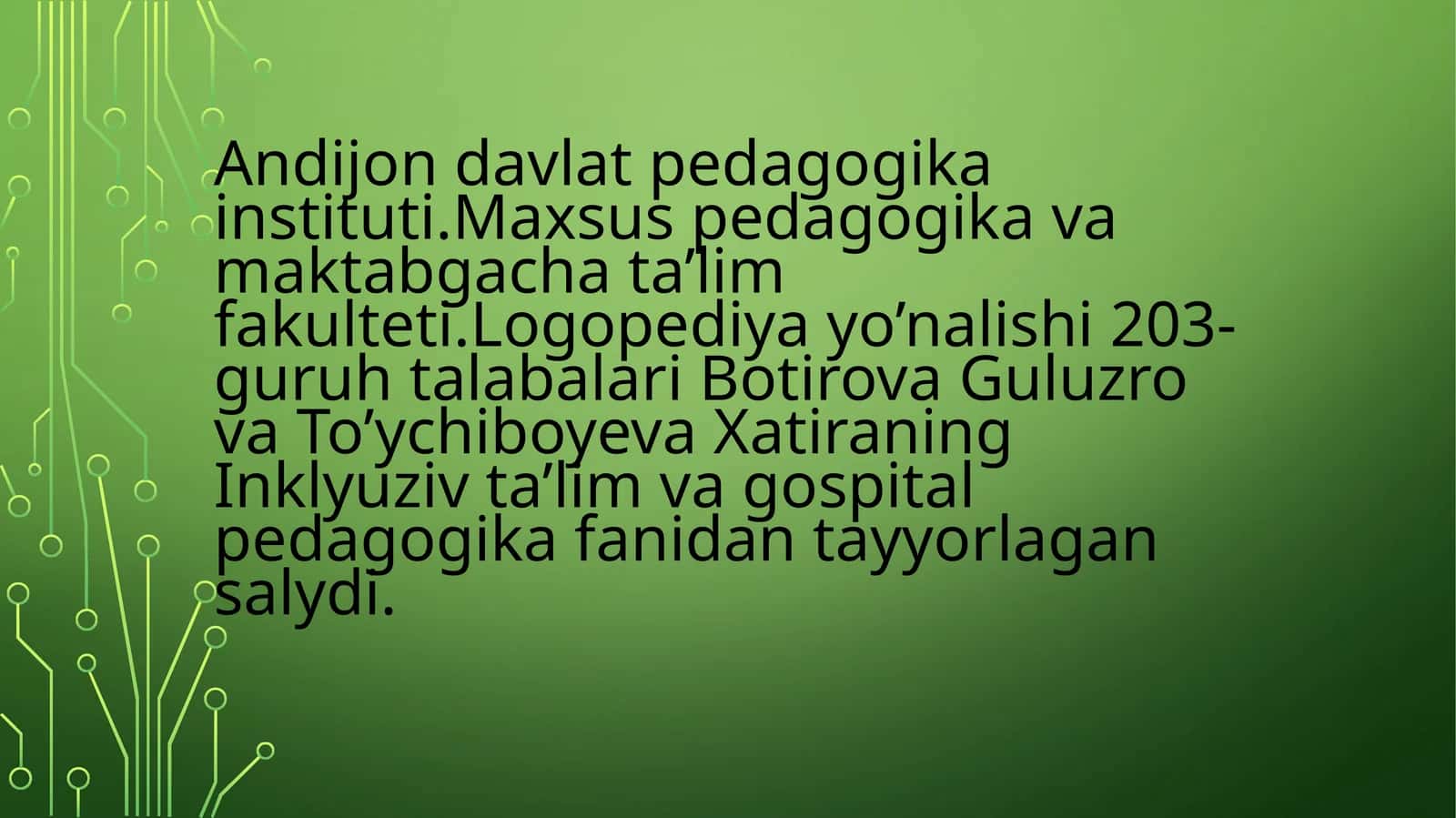 Logopediya yo'nalishi 203-guruh talabalari 1