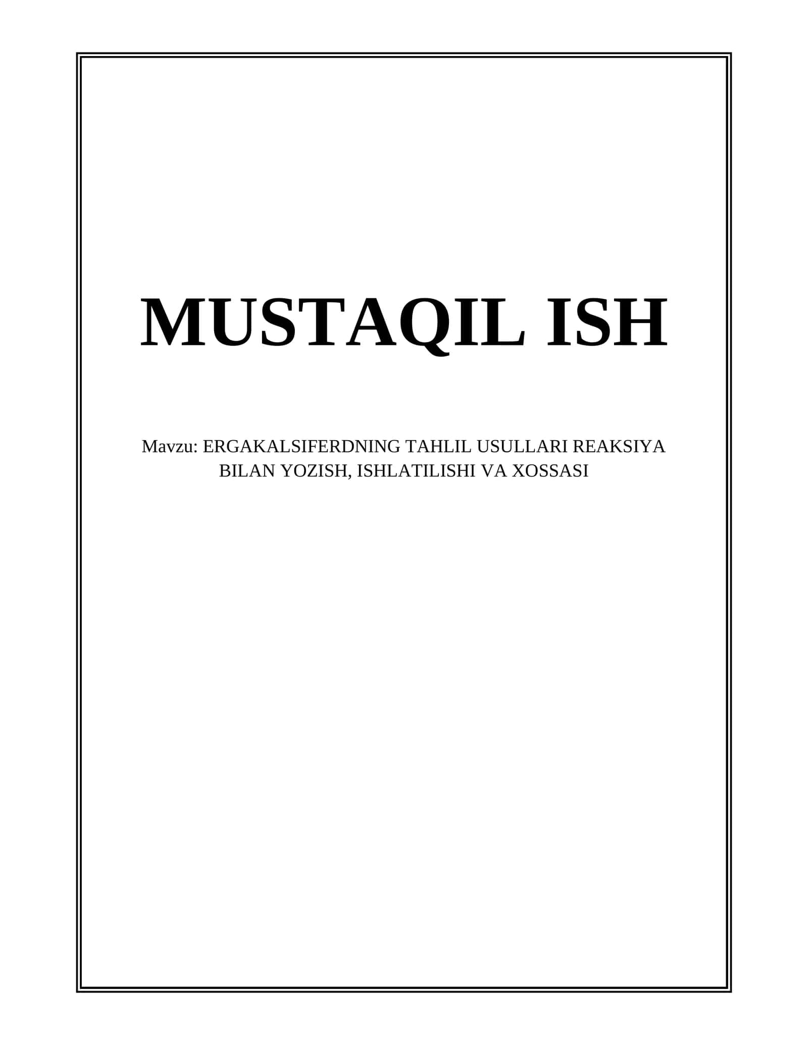 Ergakalsiferdning tahlil usullari 1