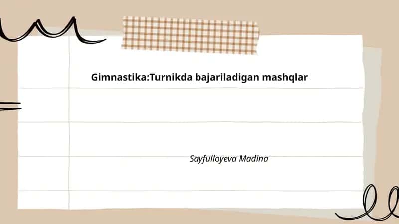 Gimnastika:Turnikda bajariladigan mashqlar 1