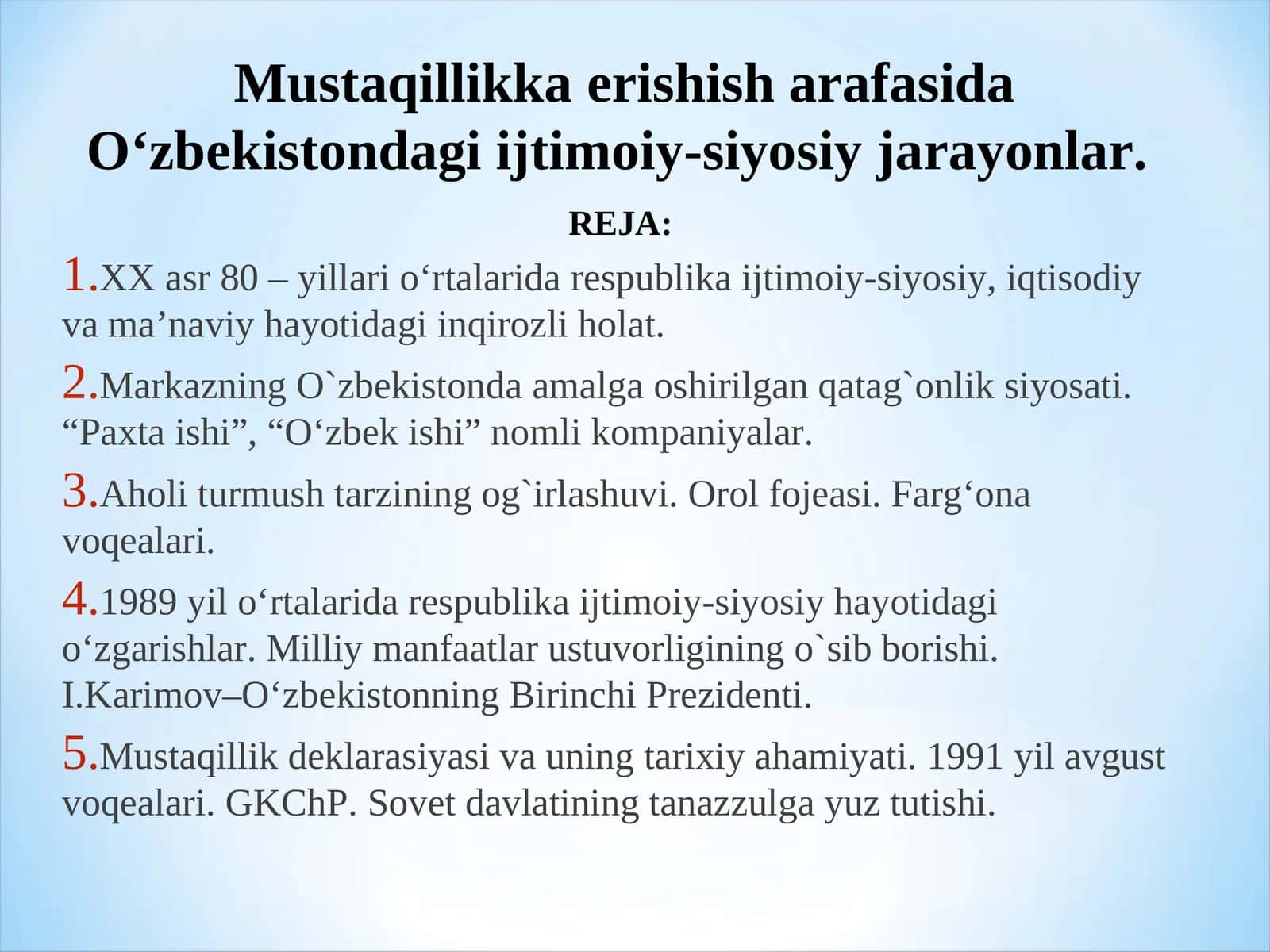 O‘zbekistondagi Ijtimoiy-Siyosiy Jarayonlar 1