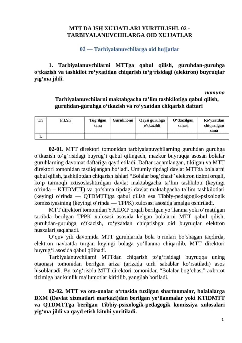 MTT DA ISH XUJJATLARI YURITILISHI 1