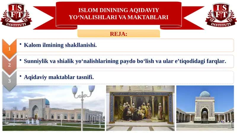 ISLOM DININING AQIDAVIY YO‘NALISHLARI VA MAKTABLARI 1