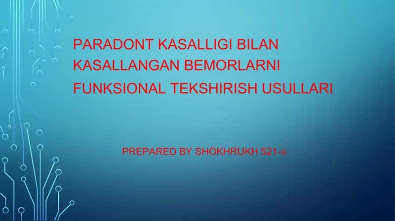 Paradont kasalligi bilan kasallangan bemorlarni funksional tekshirish usullari 1