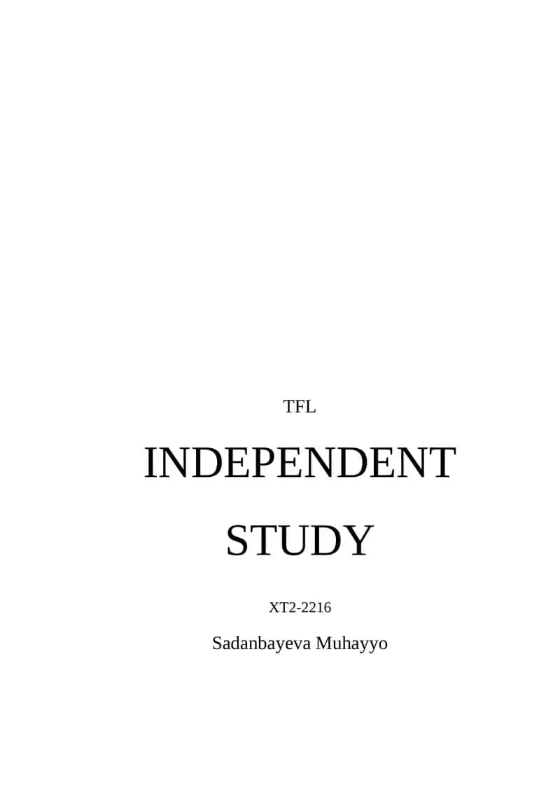 TFL INDEPENDENT STUDY 1