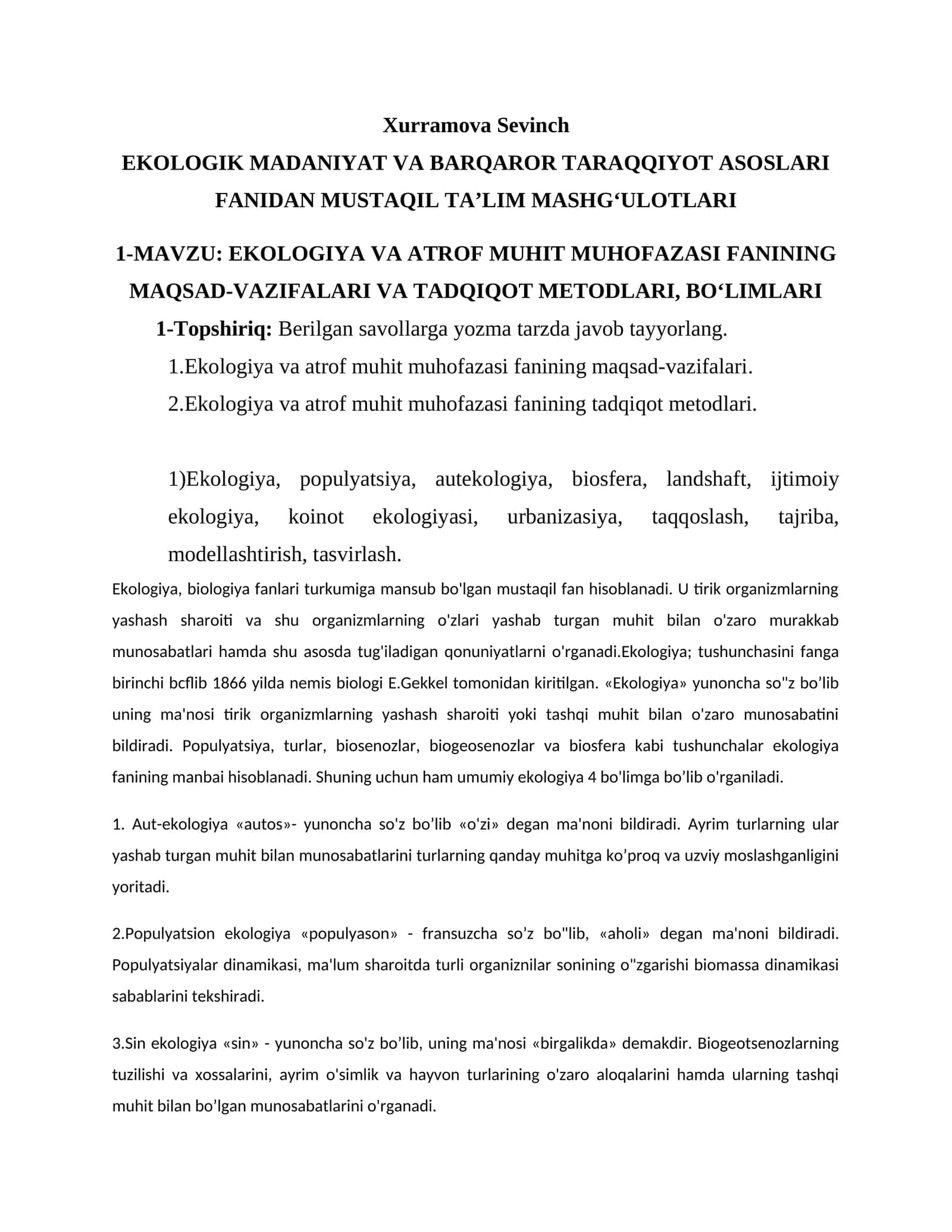 EKOLOGIK MADANIYAT VA BARQAROR TARAQQIYOT ASOSLARI 1