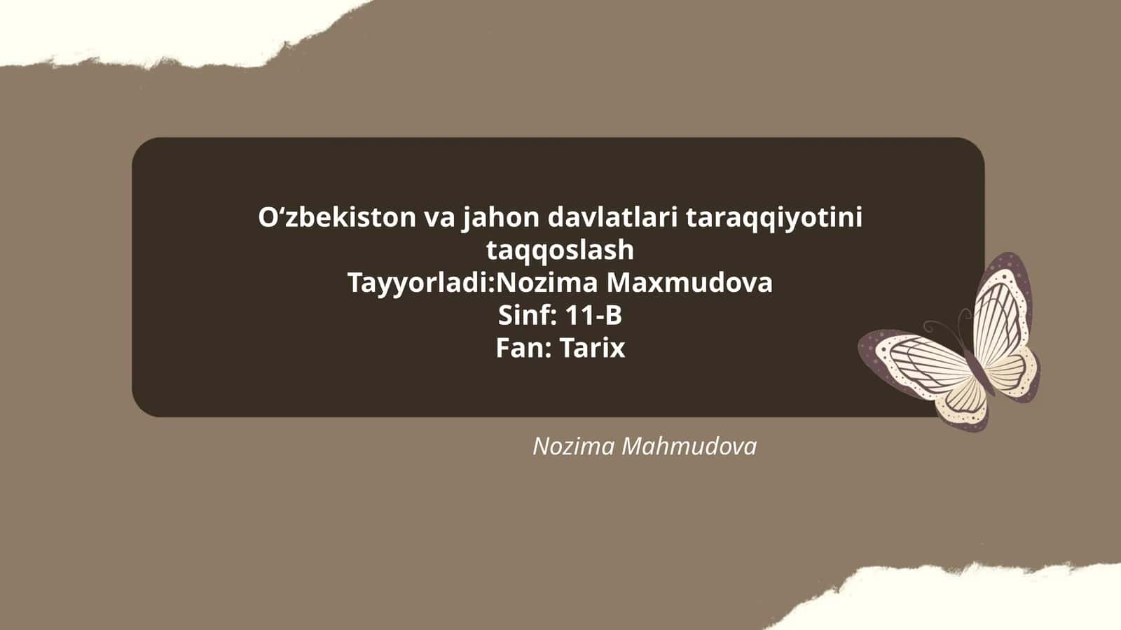 Oʻzbekiston va jahon davlatlari taraqqiyotini taqqoslash 1