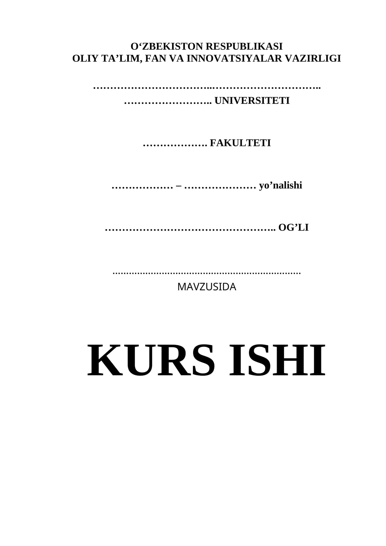 Õzbekiston Qurolli Kuchlari Kurs ishi 1